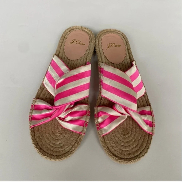 New J Crew Twisted-Knot Espadrille Sandals Pink Stripe Size 7.5 $98 AN875 flats - Picture 5 of 13